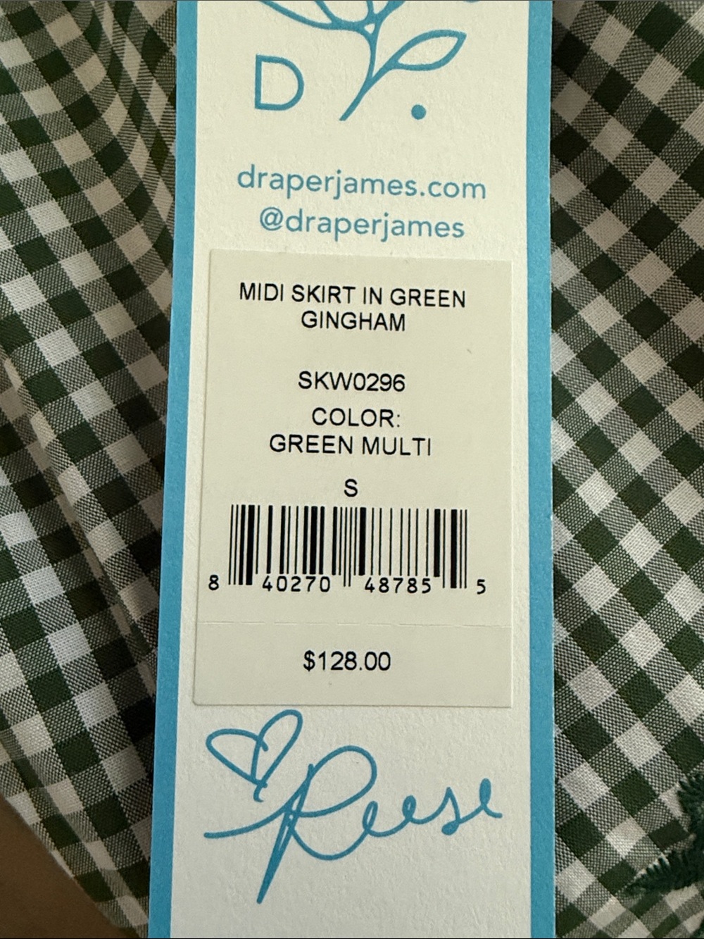 NWT Draper James Green Gingham Maxi Skirt and Top - Picture 9 of 10